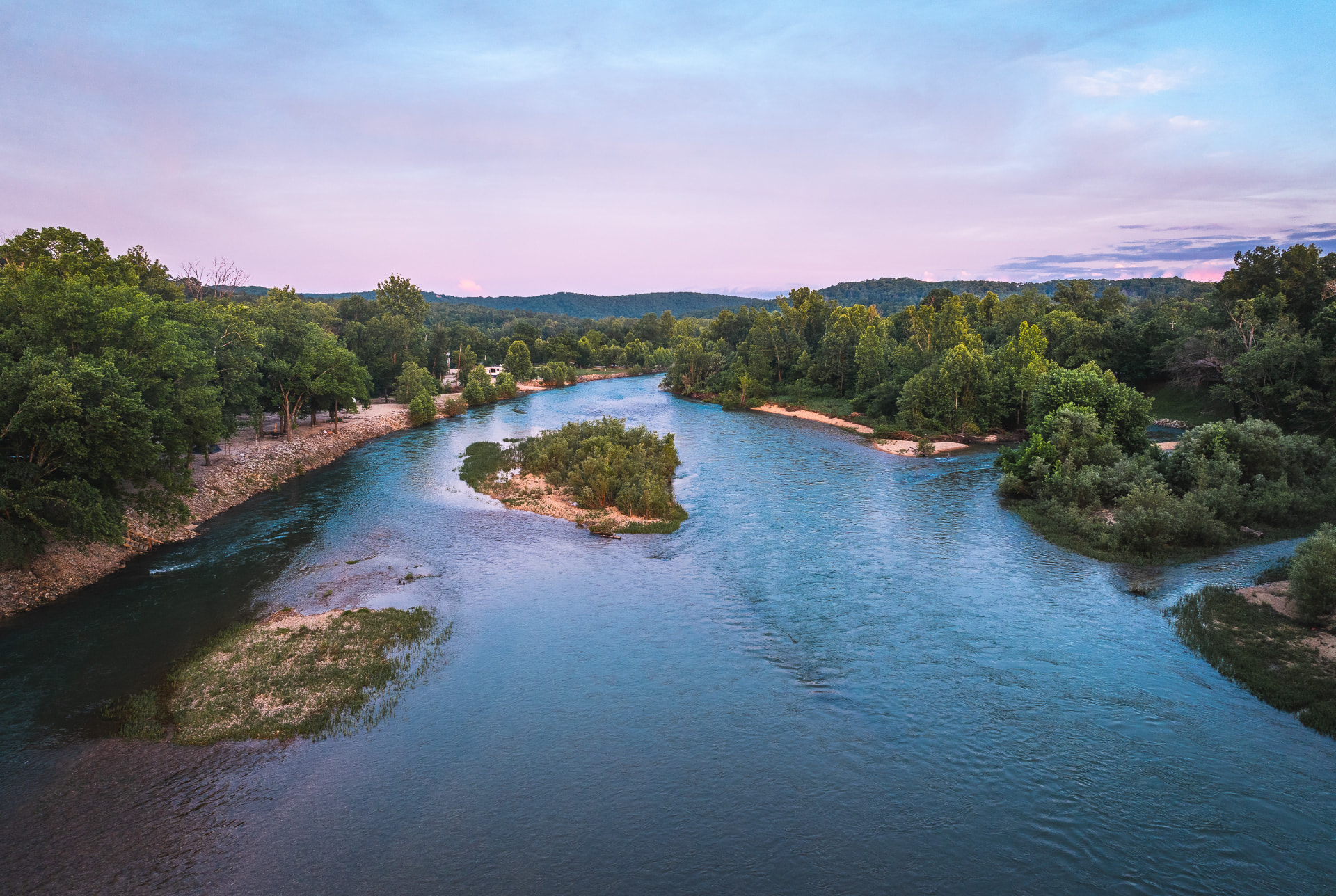 Sunset over the Current River near Van Buren